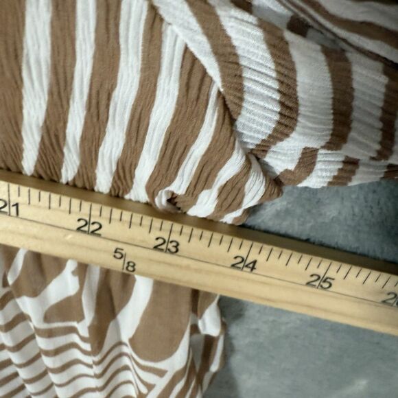 Chicos Tunic Top 2XL Size 4 Beige Babydoll Balloon 3/4 Sleeve Striped Flowy - Picture 7 of 11